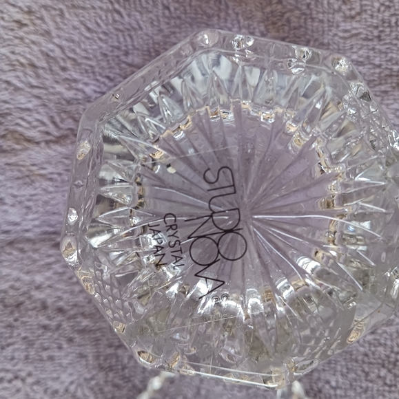 Candle holders crystal clear rose pattern fluted fancy edges - Picture 6 of 8